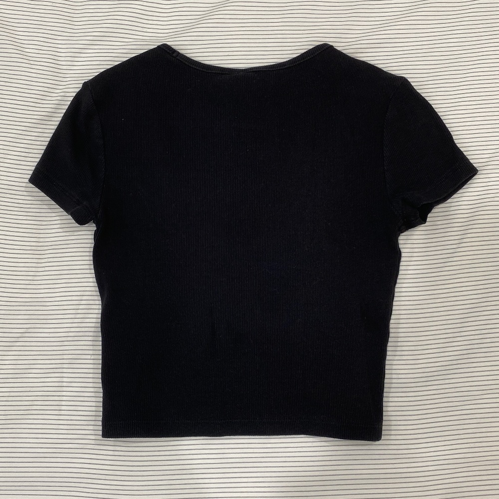 H&M Black Cropped Ribbed Tee - Picture 2 of 3